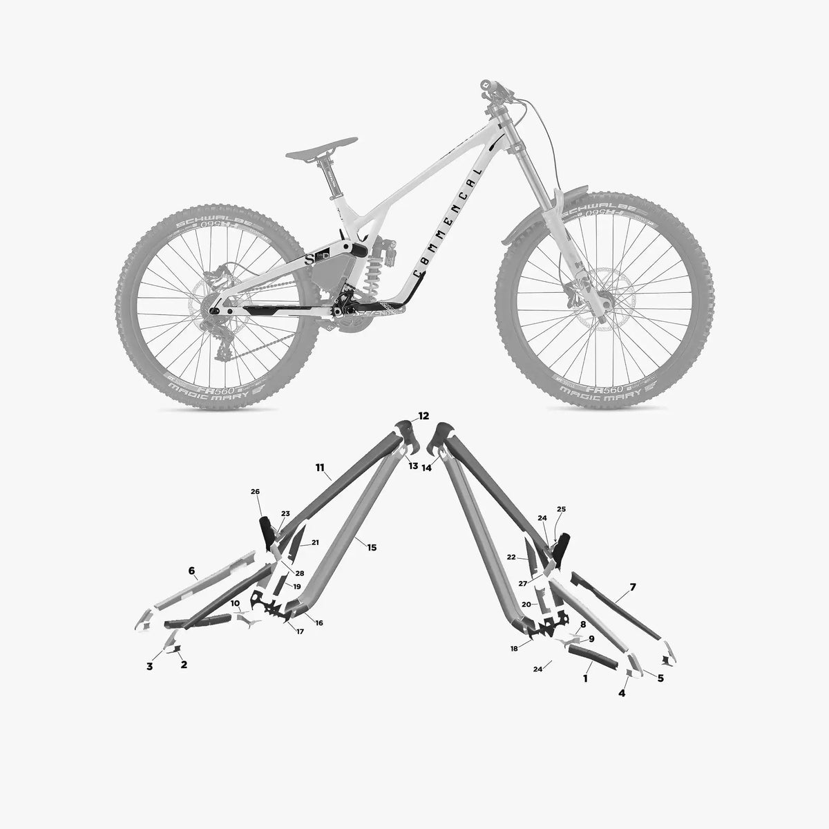 Kit de protection sur mesure Commencal Supreme Dh V5 2023 – film de protection VTT Slicy