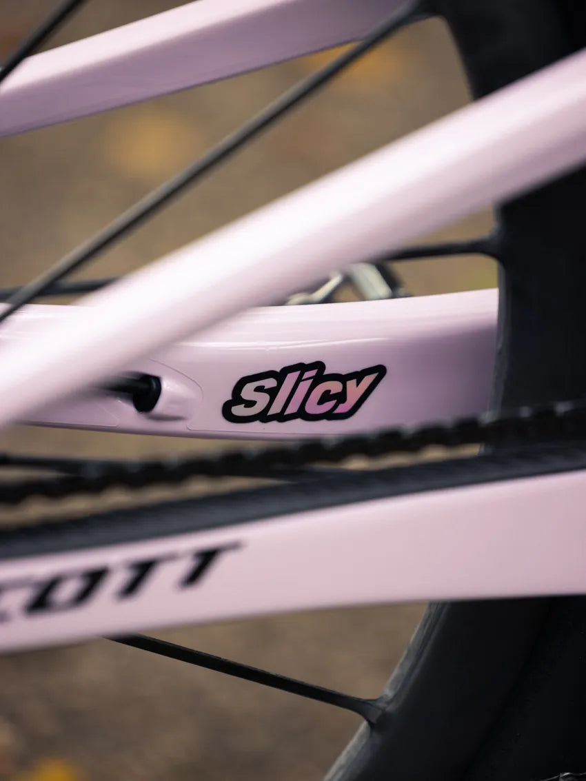 slicy logo on a bike