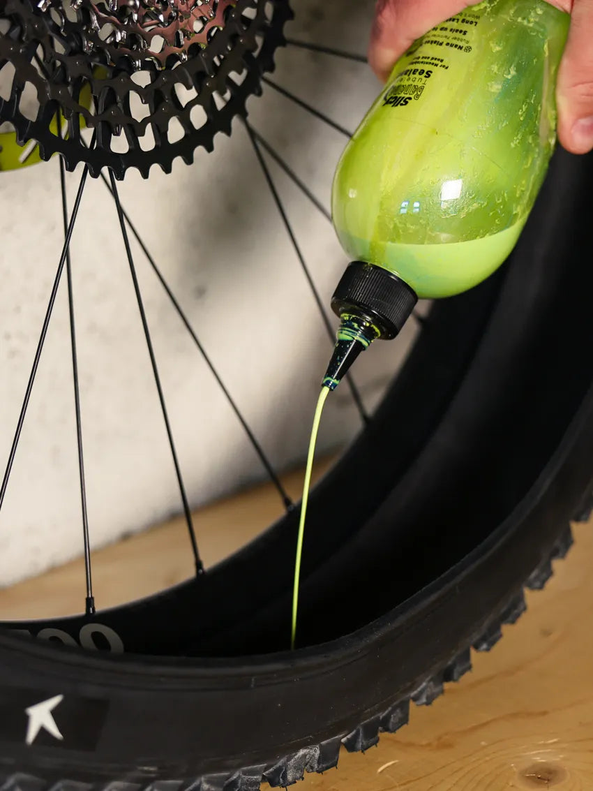 slicy tubeless sealant in an mtb tyre
